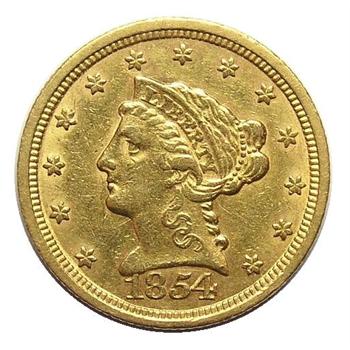 1854 U.S. $2.50 Gold Liberty - Tough To Find