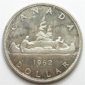 1962 Silver (.800 Fine) Canadian Dollar - Contains .600 Of An Ounce Of Pure Silver