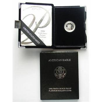 1999-W 1/10th Oz. .9995 Pure Platinum Proof $10 Statue of Liberty Coin in Original Mint Packaging