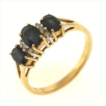 2.4 Gram 10kt Two-Tone Gold Ring With Sapphire And Diamond Accents