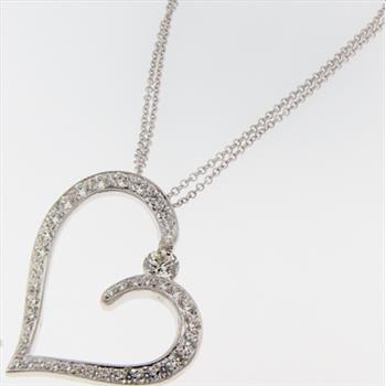 9.60 Grams 14K Gold Hearts On Fire Designer Heart Shape Diamond Necklace