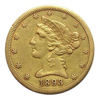 Better Date 1893-CC U.S. $5 Gold Half Eagle - Contains Nearly 1/4 Troy Oz. Of Pure Gold - Only 60,000 Minted