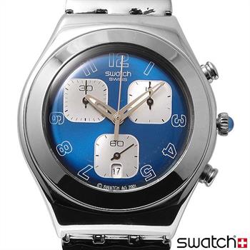 SWATCH New Stainless Steel Swiss Watch with Chronograph and Date RETAIL $180