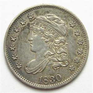Very Sharp 1830 Silver Capped Bust Half Dime - Tough To Find