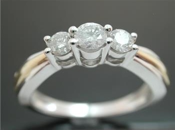 14k Solid White Gold 0.60ctw Diamond "Past, Present & Future" Ring
