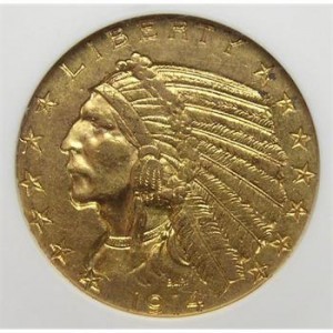 ANACS Slabbed AU-55 1914 U.S. $5 Gold Indian Half Eagle
