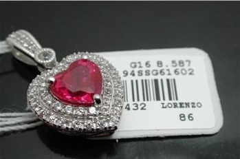 Authentic "Lorenzo" 925 Sterling Silver & 18k White Gold 2ctw Ruby & Sapphire Pendant