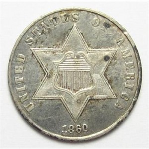 Better Date And Grade 1860 Three Cent Silver Piece - Only 286,000 Minted