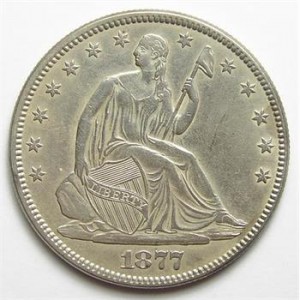 Better Grade 1877 Silver Seated Liberty Half Dollar - Tough to Find