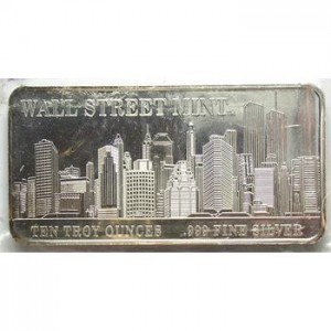 Huge 10 Troy Ounce .999 Fine Silver Bar - From The Wall Street Mint