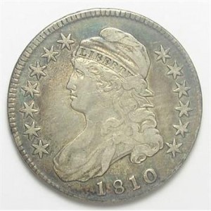 Scarce, Better Grade 1810 Silver Capped Bust Half Dollar