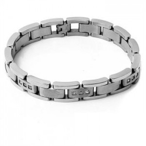 Stainless Steel Bracelet With CZ Diamonds RETAIL $110