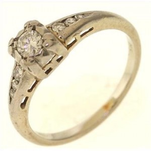 0.20ctw Round Brilliant And Single Cut Diamond Ring 18kt White Gold