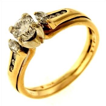 0.61ctw Round Brilliant And Marquise Cut Diamond Ring 14kt Two-Tone Gold