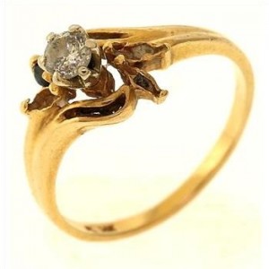 2.6 Gram 14kt Two-Tone Gold Ring With Blue Stone And Diamond Accent