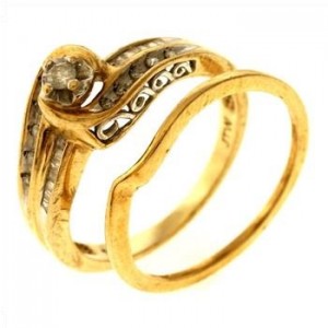 4.1 Gram 10kt Gold Ring And Enhancer With Diamond Accents