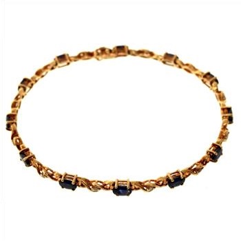 7.8 Gram 14kt Yellow Gold Bracelet With Treated Sapphires And Diamond Accents