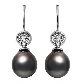 Diamond and Tahitian Pearl Earrings in 14KT Gold, valued at $2,050