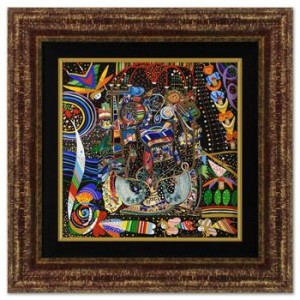 Raphael Abecassis! "Chai-Mystical Angels" Framed Original Mixed Media Painting, Hand Signed with Certificate! List $1850