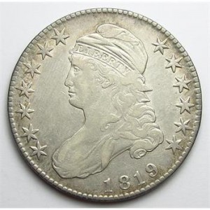 Scarce, Better Date 1819 Silver Capped Bust Half Dollar - Very Sharp