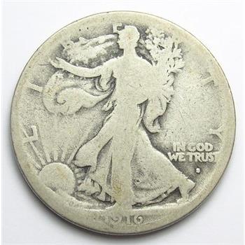 Tough Date 1916-S Silver Walking Liberty Half Dollar - Obverse Mint Mark - First Year of Issue