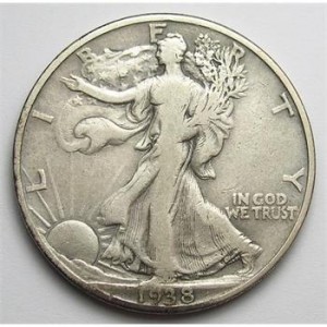Tough Date 1938-D Silver Walking Liberty Half Dollar - Only 491,600 Minted