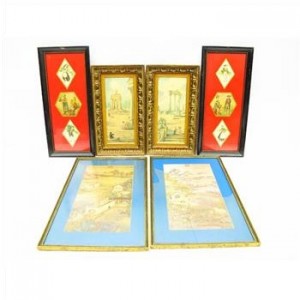 Wall Art in Wooden and Metal Frames, 6 pieces