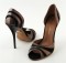 Women's High Heel Shoes by Rough Justice! Style: "Johanna". Bronze Leather/Black Velour Color, Size 11!