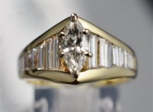 14K Gold 1.63ct Diamond Engagement Ring with Long Baguette Diamonds, valued at $6,700