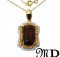 Marcel Drucker Brand New Genuine Diamond, Smoky Topaz and Citrine Yellow Gold Over 925 Sterling Silver Necklace, Retail $300