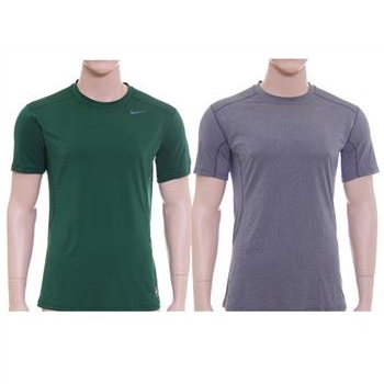 Nike 'Pro Combat' Dri-FIT Fitted T-Shirt, Grey/Green, Size L