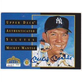 Signed - MICKEY MANTLE 1994 Upper Deck Authenticated 3.5x5 C-Card - HOF'er Autograph