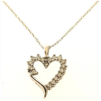 1.6 Gram 10K White Gold Necklace with Diamond Accent Heart Pendant