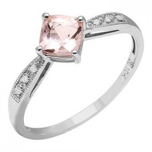 10K Pinkish Peach Beryl (Morganite) Diamond Ring, retail $310
