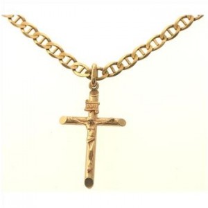 10kt Yellow Gold Crucifix Pendant And 14kt Yellow Gold Chain, 2 Pieces