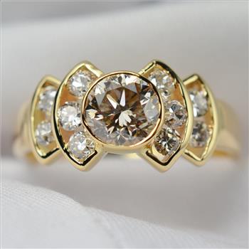 14K Gold 1.59 Carats t.w. Old Mine Cut Diamonds Ring, retail $5,219