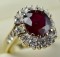 14K Gold 11.81 Carats t.w. Diamond and Ruby Ring 14.70 Grams, retail $15,585
