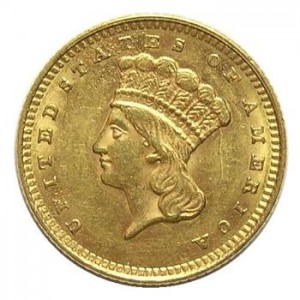 1861 $1 U.S. Gold Princess - Tough to Find