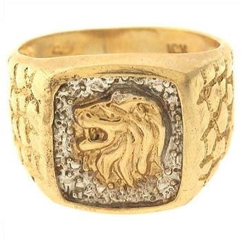5.6 Gram 10kt Two-Tone Gold Lion Ring