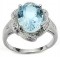 5.60ct BLUE TOPAZ with 0.01ct DIAMOND (2pcs) PLATINUM OVER 925 STERLING SILVER RING (Total Weight: 4.67 Gram)