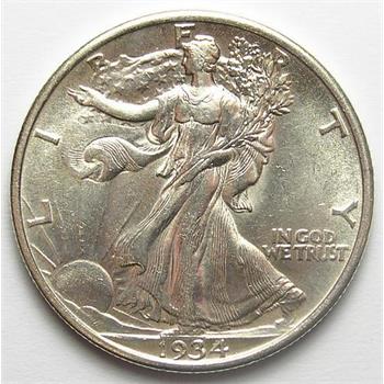 Better Date AU+ 1934 Silver Walking Liberty Half Dollar