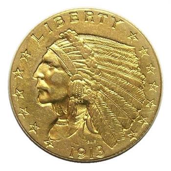 Brilliant Uncirculated 1913 U.S. $2.50 Gold (.900 Fine) Indian Quarter Eagle - Tough To Find