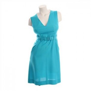 DIANE VON FURSTENBERG Turquoise Belted Dress, Size 4