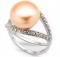 Genuine Pearl 9.37ct with Diamond (2pcs) Platinum Overlay 925 Sterling Silver Ring