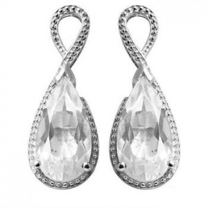 High Quality Marcel Drucker New Genuine Diamond and Quartz 925 Sterling Silver Earrings, retail $285
