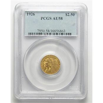 PCGS Slabbed AU-58 1926 U.S. $2.50 Gold Indian Quarter Eagle