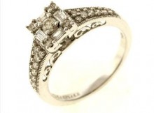 0.50ctw Round Brilliant And Baguette Cut Diamond Ring 14kt White Gold