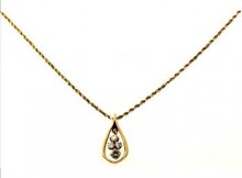 0.57ctw Old Mine and Round Brilliant Cut Diamond Pendant with 14kt Yellow Gold Chain