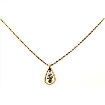 0.57ctw Old Mine and Round Brilliant Cut Diamond Pendant with 14kt Yellow Gold Chain