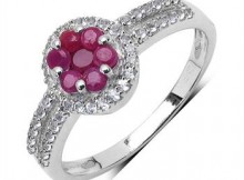 0.75ctw Ruby with White Topaz Ring in Platinum Overlay 0.925 Sterling Silver Ring